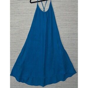 Honorine Dress Cotton Bohemian Gauze Blue Dress Size Small